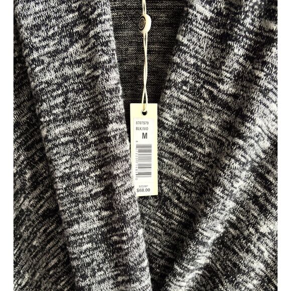 Max Studio Black Ivory Faux Wrap High Low V Neck LS Woman's Size M Top #W - Picture 5 of 8